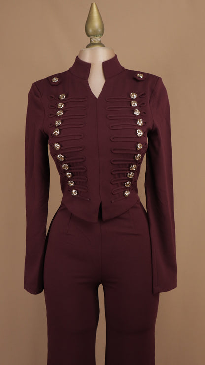 Palazzo tipo dos piezas con chaqueta o torera estilo militar