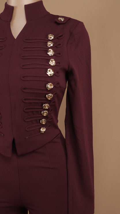 Palazzo tipo dos piezas con chaqueta o torera estilo militar
