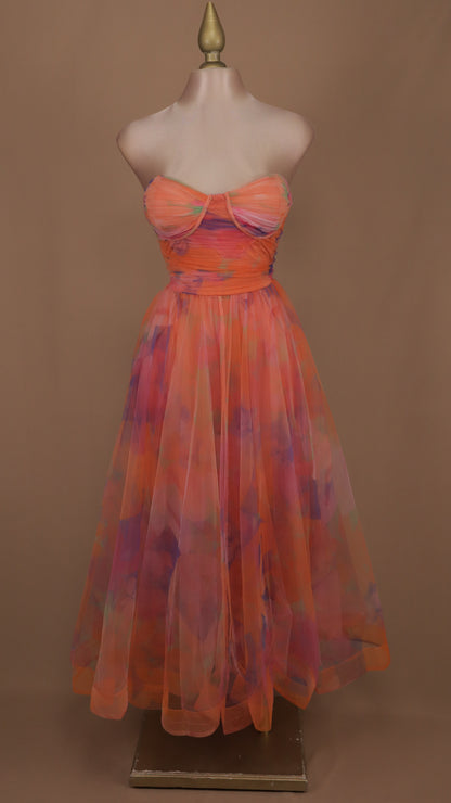 Vestido maxi estraple con estampado