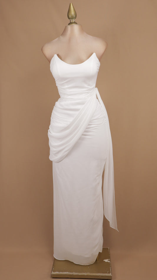 Vestido largo de novia estraple con corset