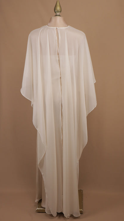 Vestido largo satinado con capa de chiffon