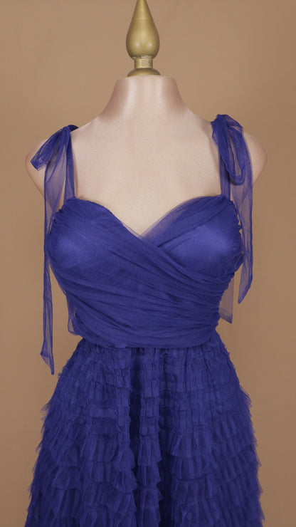 Vestido maxi tul berry