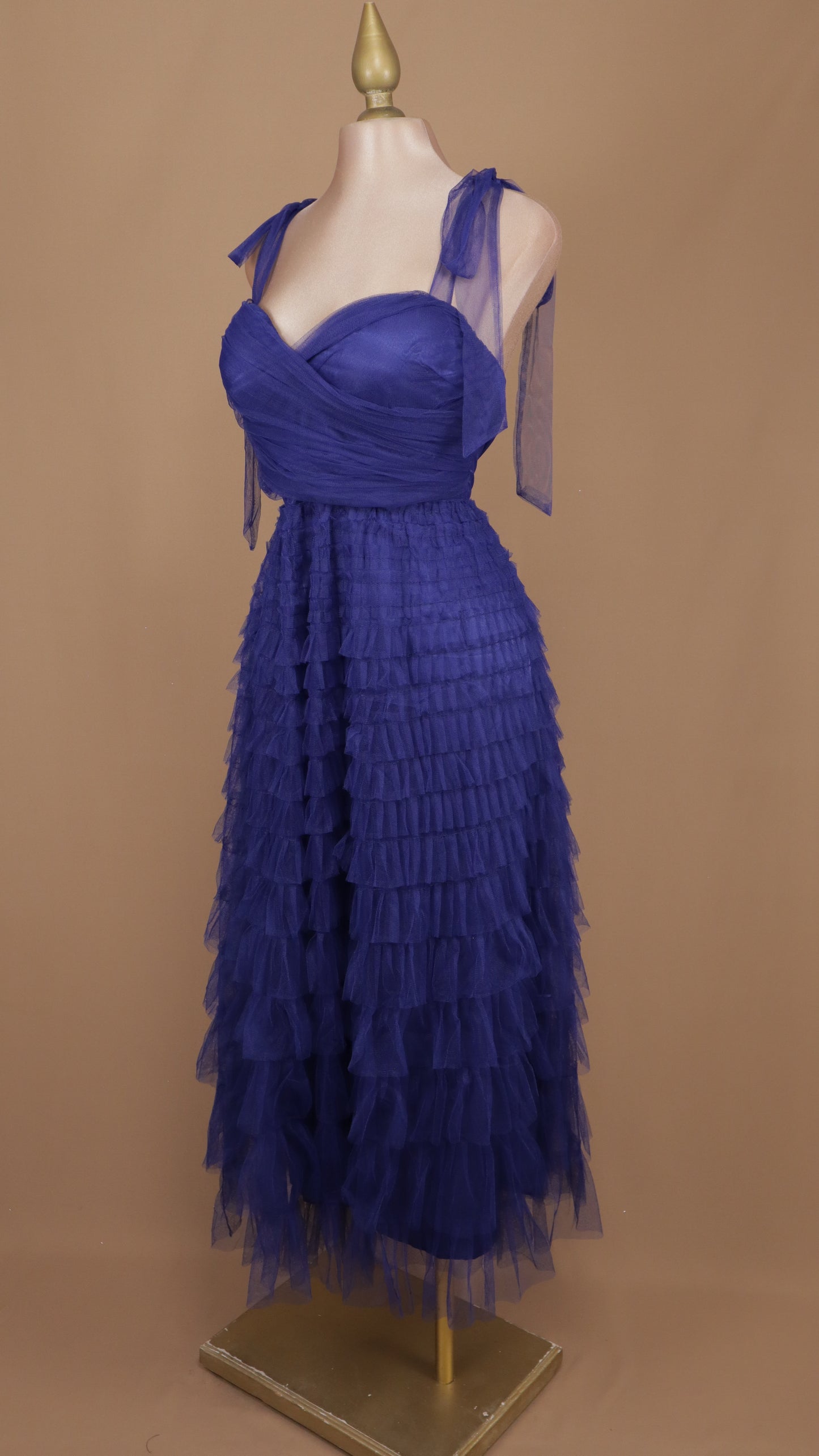 Vestido maxi tul berry