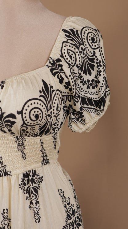Vestido largo casual con estampado y manga corta