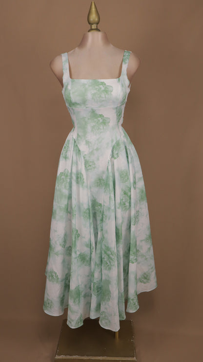 Vestido midi escote cuadrado y en la espalda