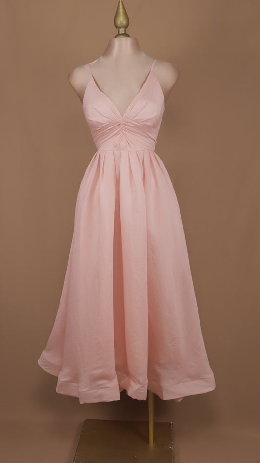 Vestido maxi escote en V y linea A