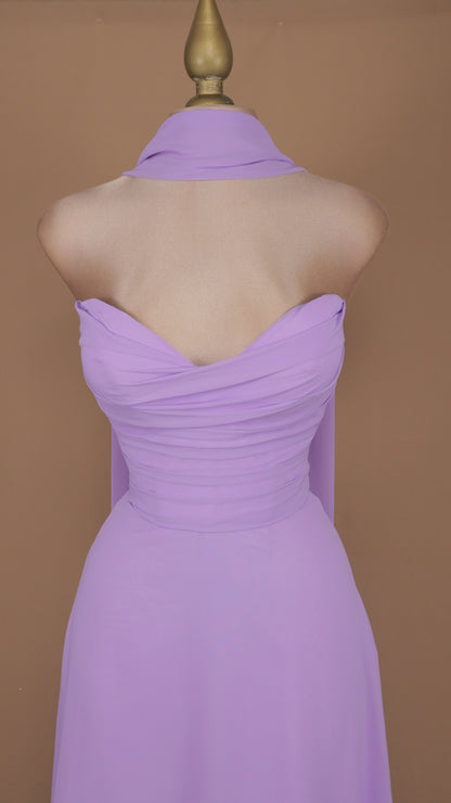Vestido largo estraple con corset