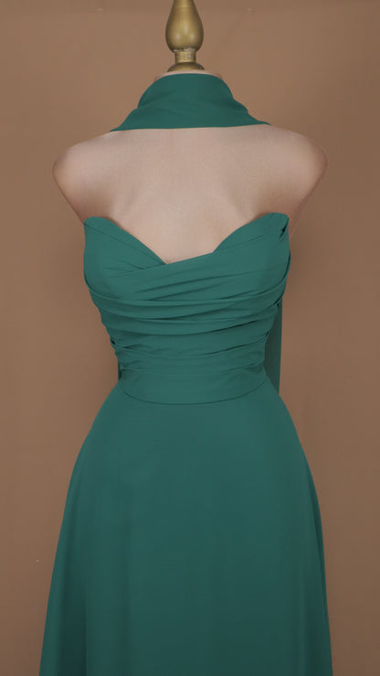 Vestido largo estraple con corset