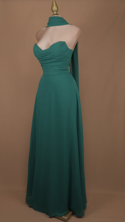 Vestido largo estraple con corset