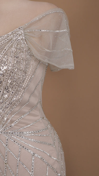 Vestido largo de gala escote al hombro