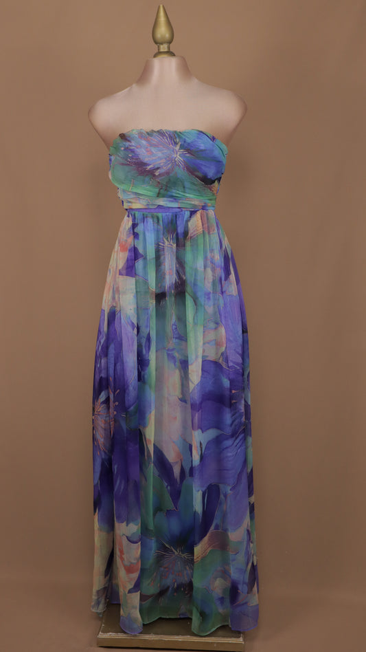 Vestido largo estraple estampado