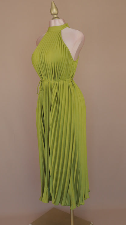 VESTIDO MAXI HALTER Y PLIZADO FRESH