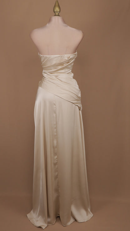 Vestido largo estraple drapeado
