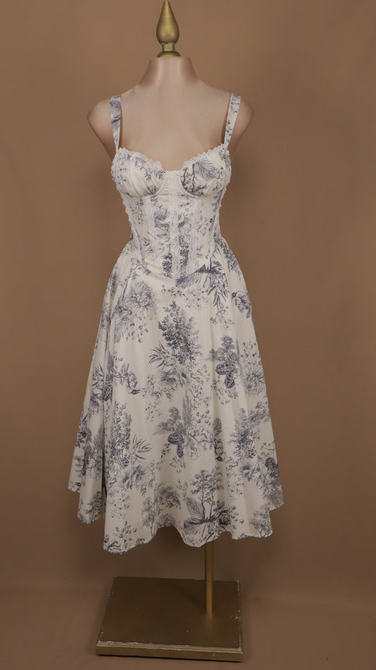Vestido midi estampado con tirantes