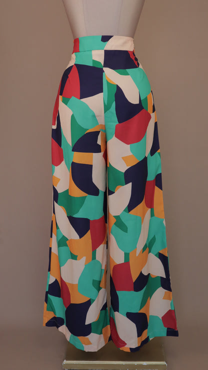 PANTALON ESTAMPADO GEOMETRICO PATA DE ELEFANTE