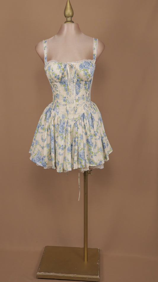 Vestido corto estampado con corset