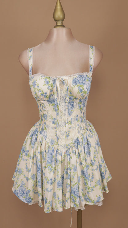 Vestido corto estampado con corset
