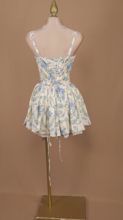 Vestido corto estampado con corset