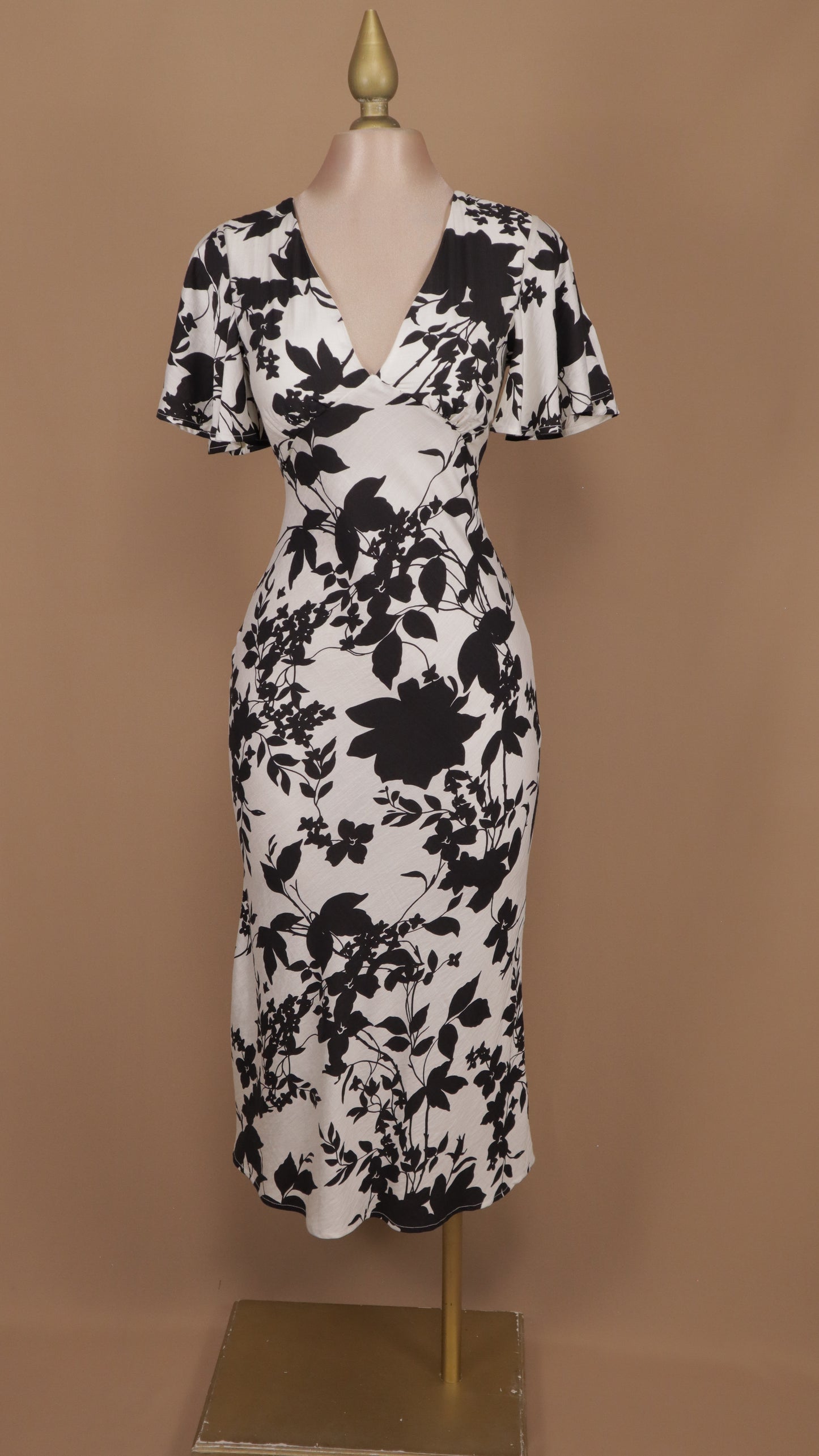 Vestido maxi estampado con manga 3/4