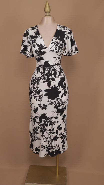 Vestido maxi estampado con manga 3/4