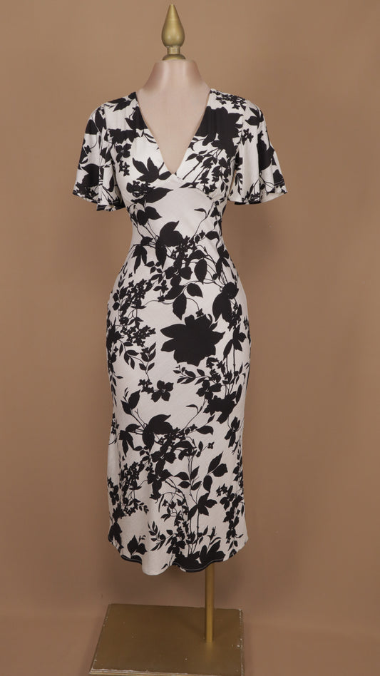 Vestido maxi estampado con manga 3/4