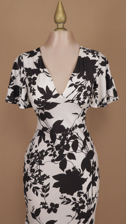 Vestido maxi estampado con manga 3/4
