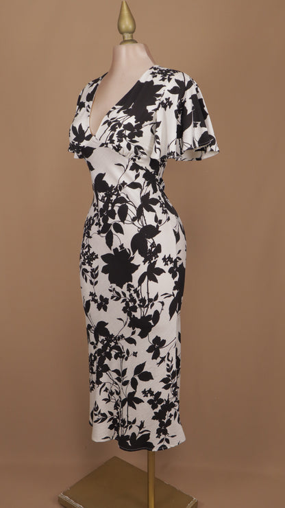 Vestido maxi estampado con manga 3/4