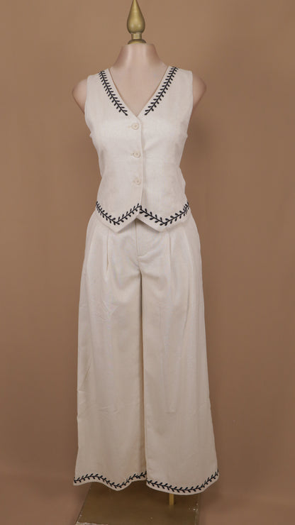 Conjunto de pantalon y chaleco tipo lino