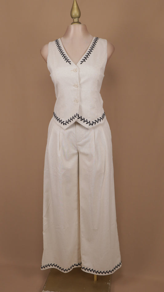 Conjunto de pantalon y chaleco tipo lino