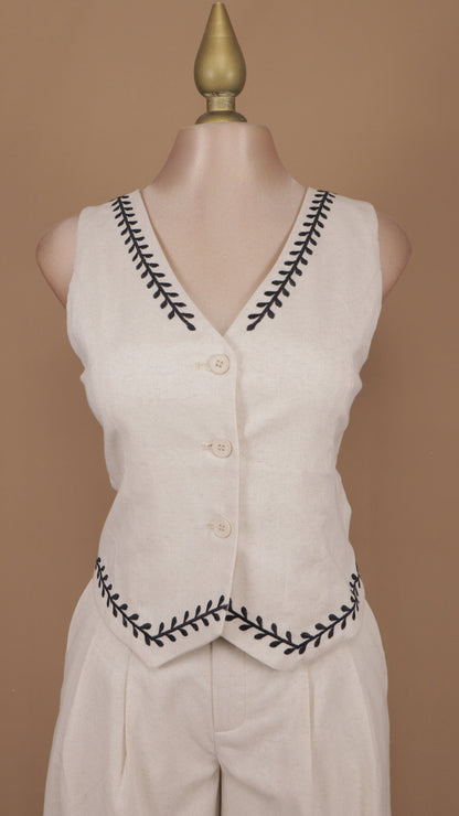 Conjunto de pantalon y chaleco tipo lino