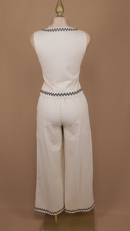 Conjunto de pantalon y chaleco tipo lino
