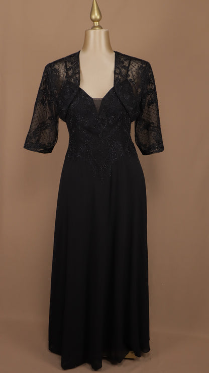 Vestido largo plus size con torerita y aplicacion