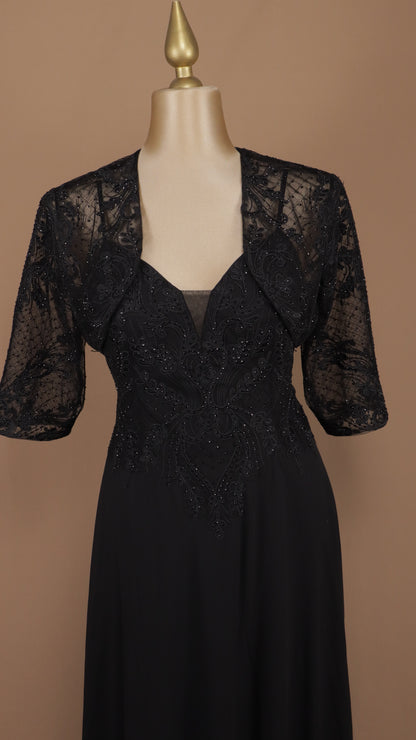 Vestido largo plus size con torerita y aplicacion