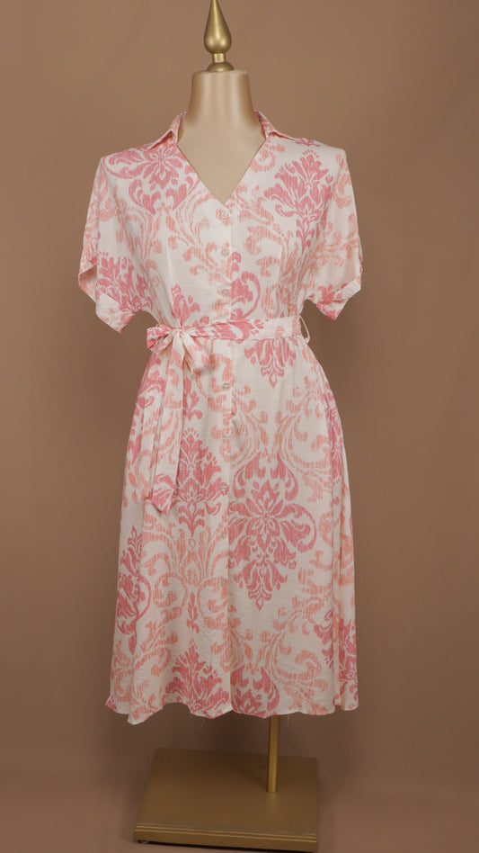 Vestido midi talla plus con estampado y manga