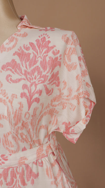 Vestido midi talla plus con estampado y manga