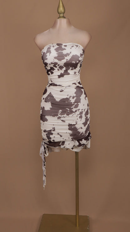 Vestido corto estraple estampado
