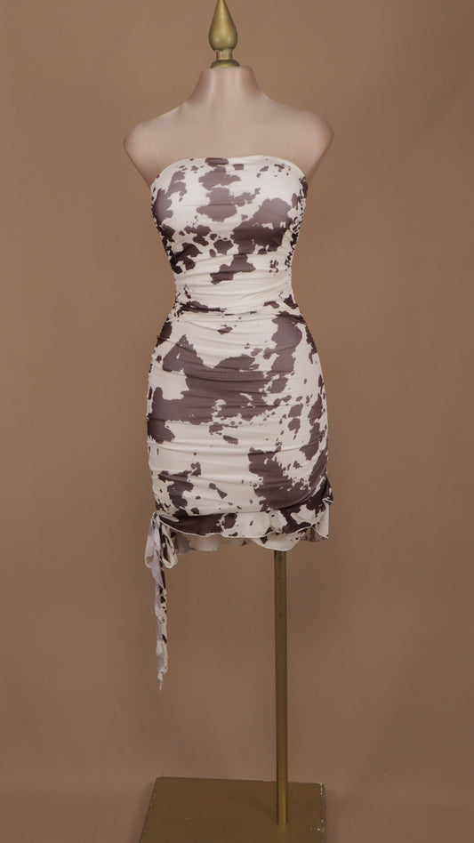 Vestido corto estraple estampado