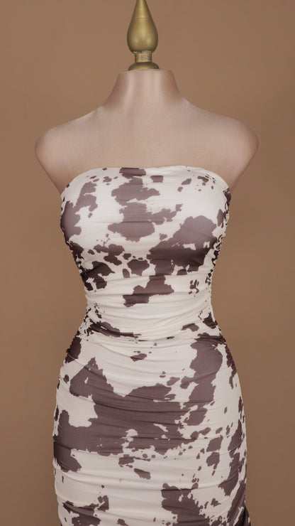 Vestido corto estraple estampado