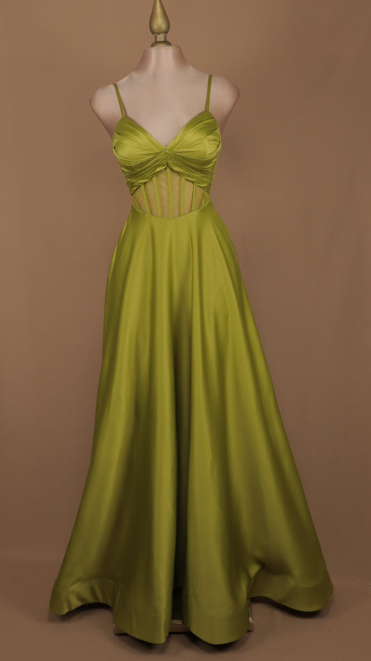 Vestido largo con varilla y escote en V