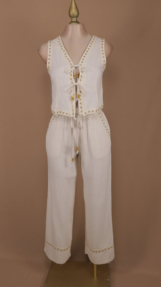 Conjunto tipo lino de pantalón y saco