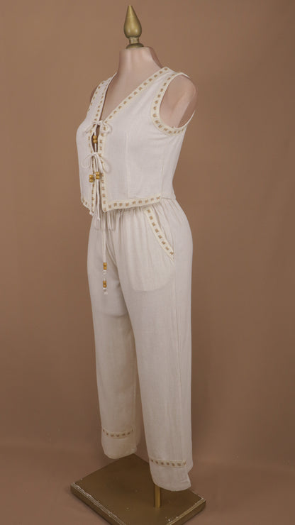 Conjunto tipo lino de pantalón y saco