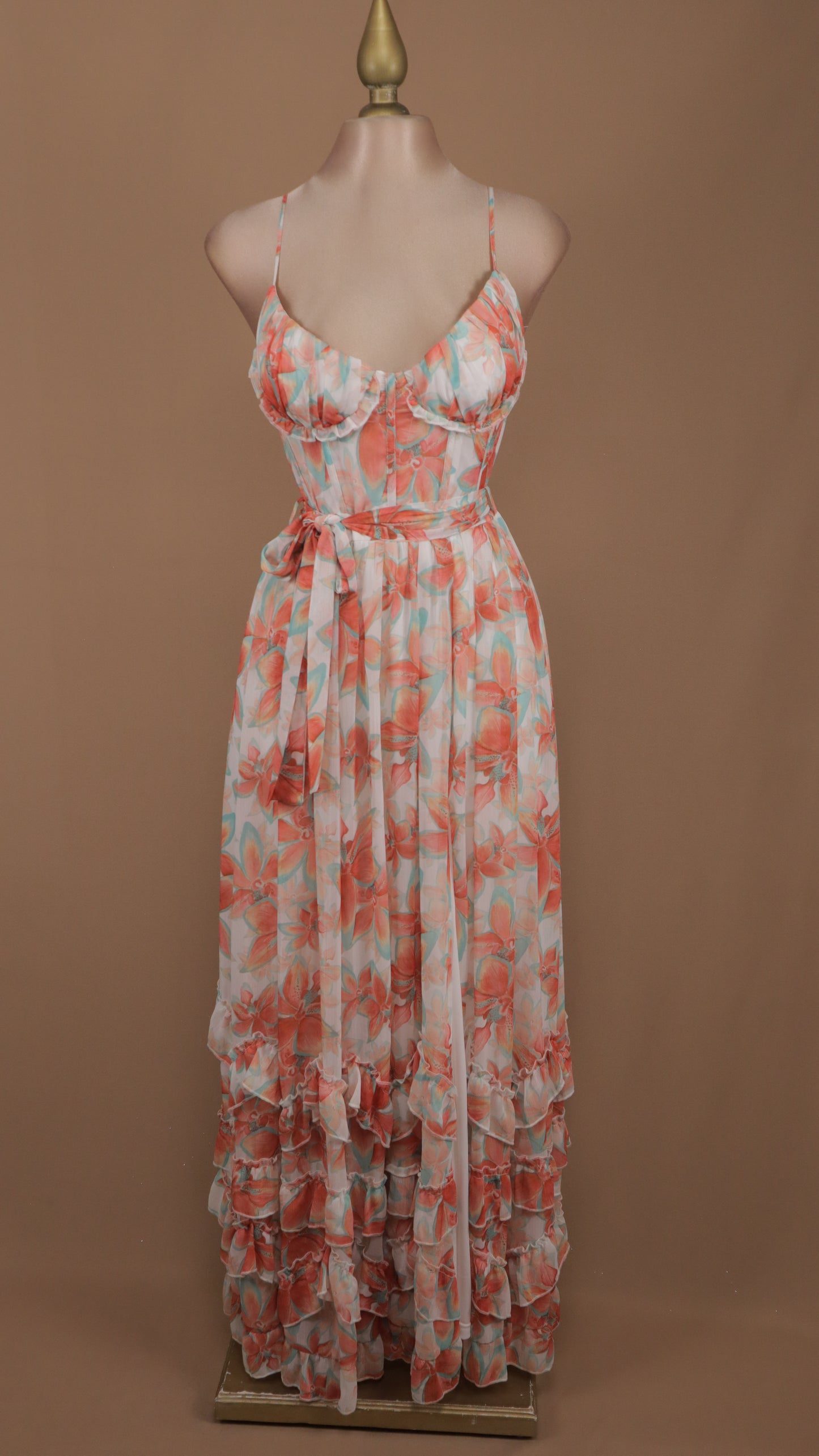 Vestido largo casual estampado con tirantes