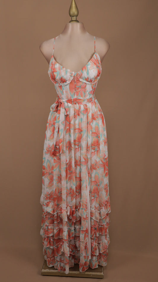 Vestido largo casual estampado con tirantes