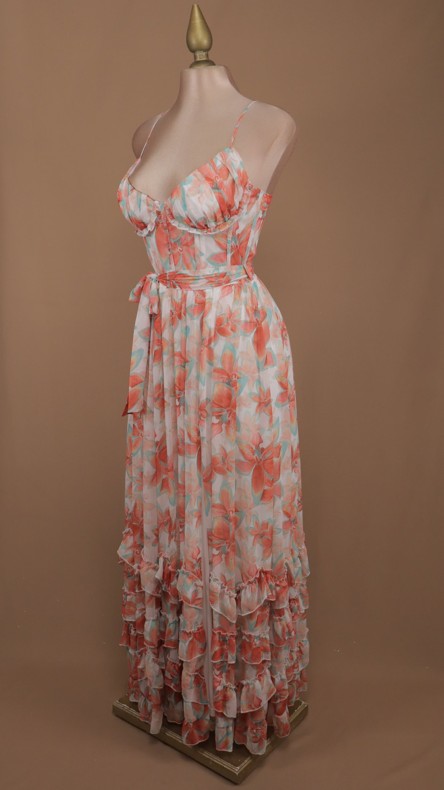 Vestido largo casual estampado con tirantes