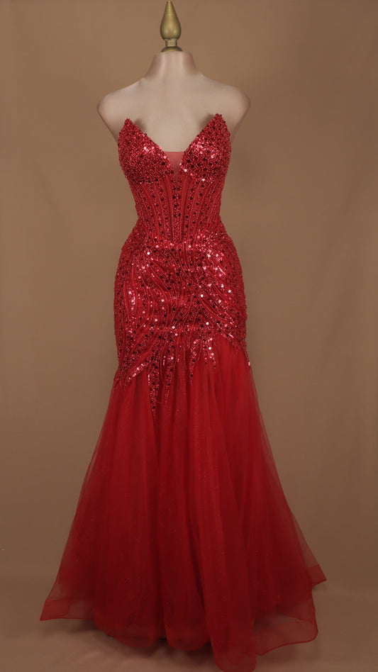 Vestido largo corte sirena estraple