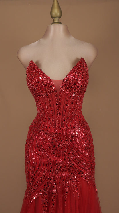 Vestido largo corte sirena estraple