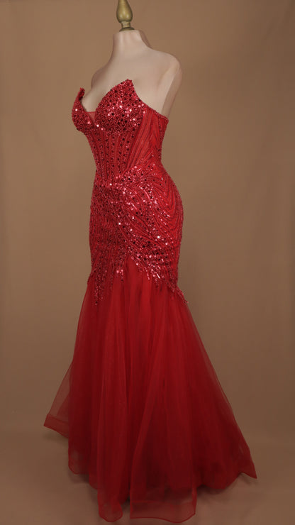 Vestido largo corte sirena estraple