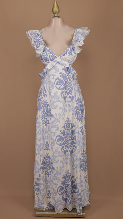 Vestido largo estampado con escote en la espalda