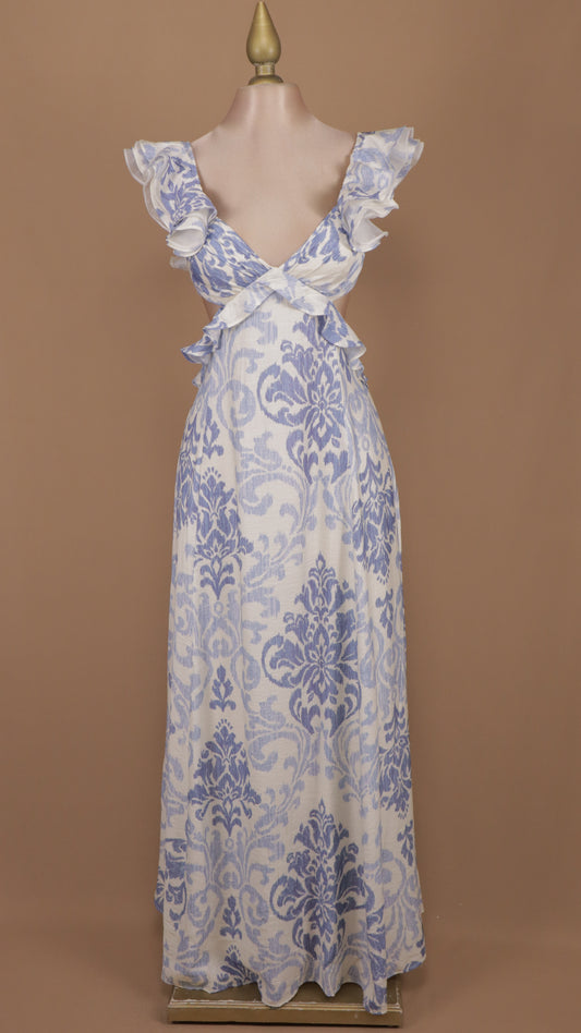 Vestido largo estampado con escote en la espalda