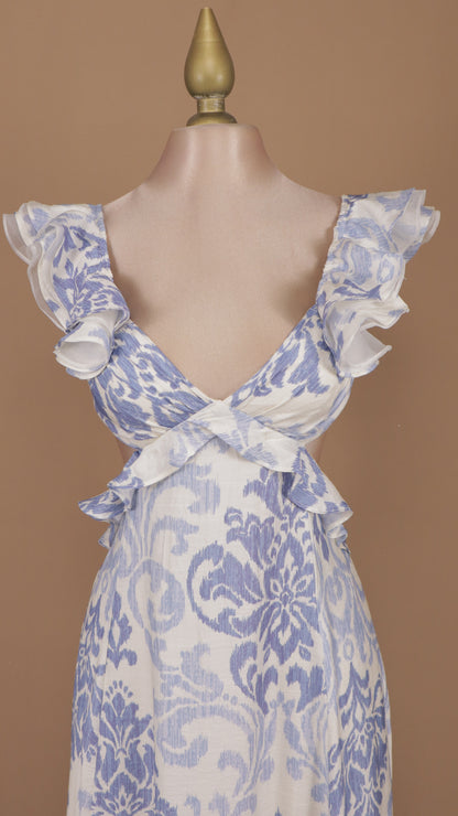 Vestido largo estampado con escote en la espalda